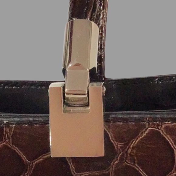 Vittorio Leather Croc Embossed, Gradient Color Shoulder Bag/Handbag, Black/Brown - Picture 5 of 11